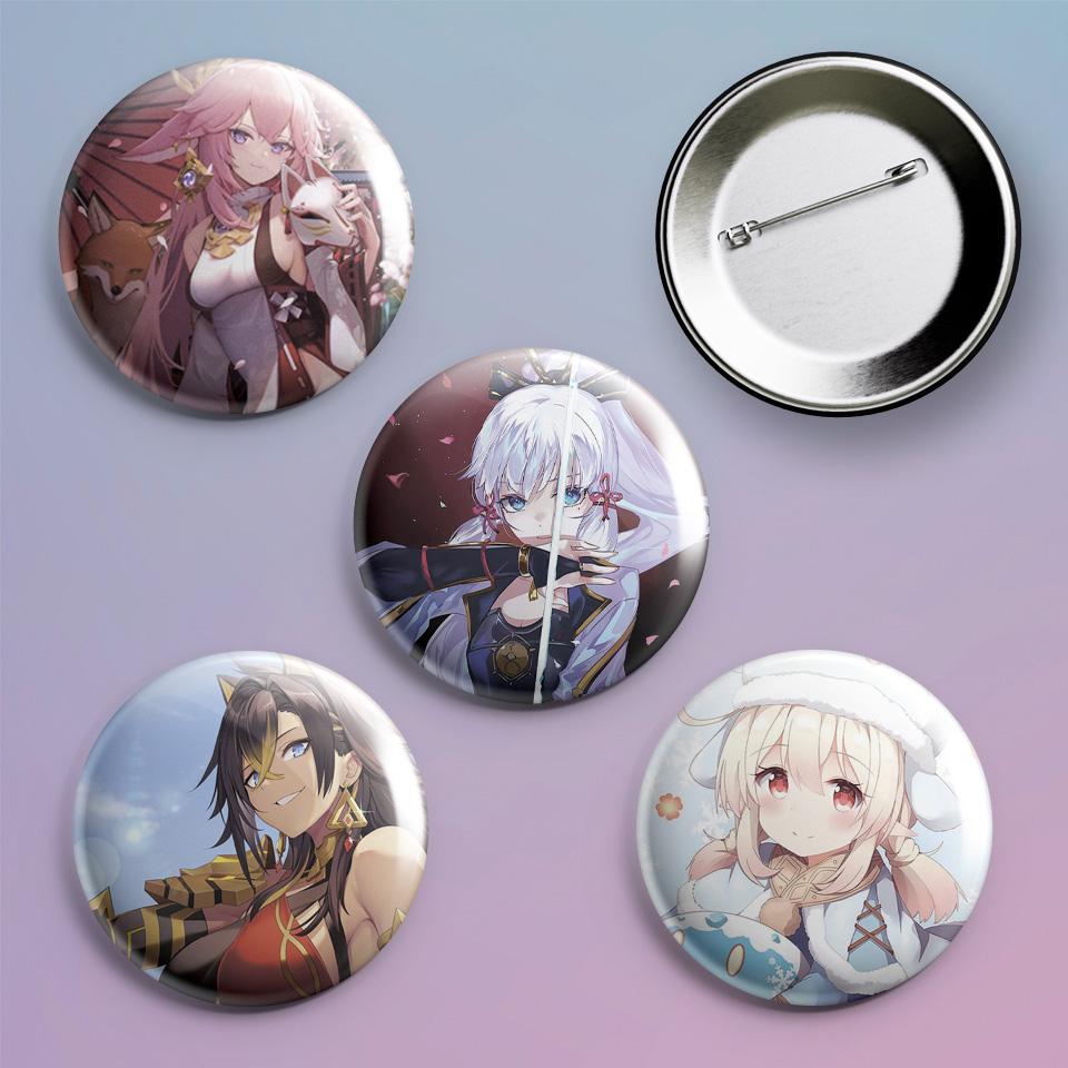 Значки на рюкзак с принтом игры Genshin Impact "11 4 шт.