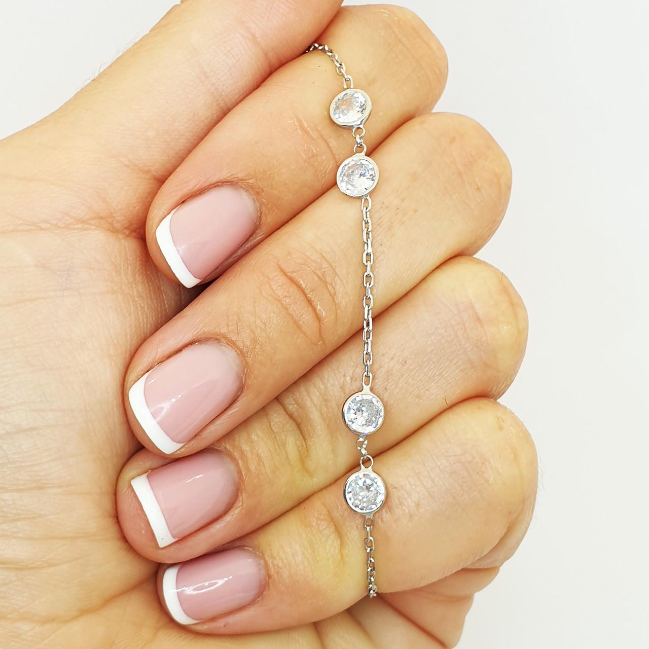 Браслет серебряный с кубическим цирконием р. 17-19,5 2,75 г