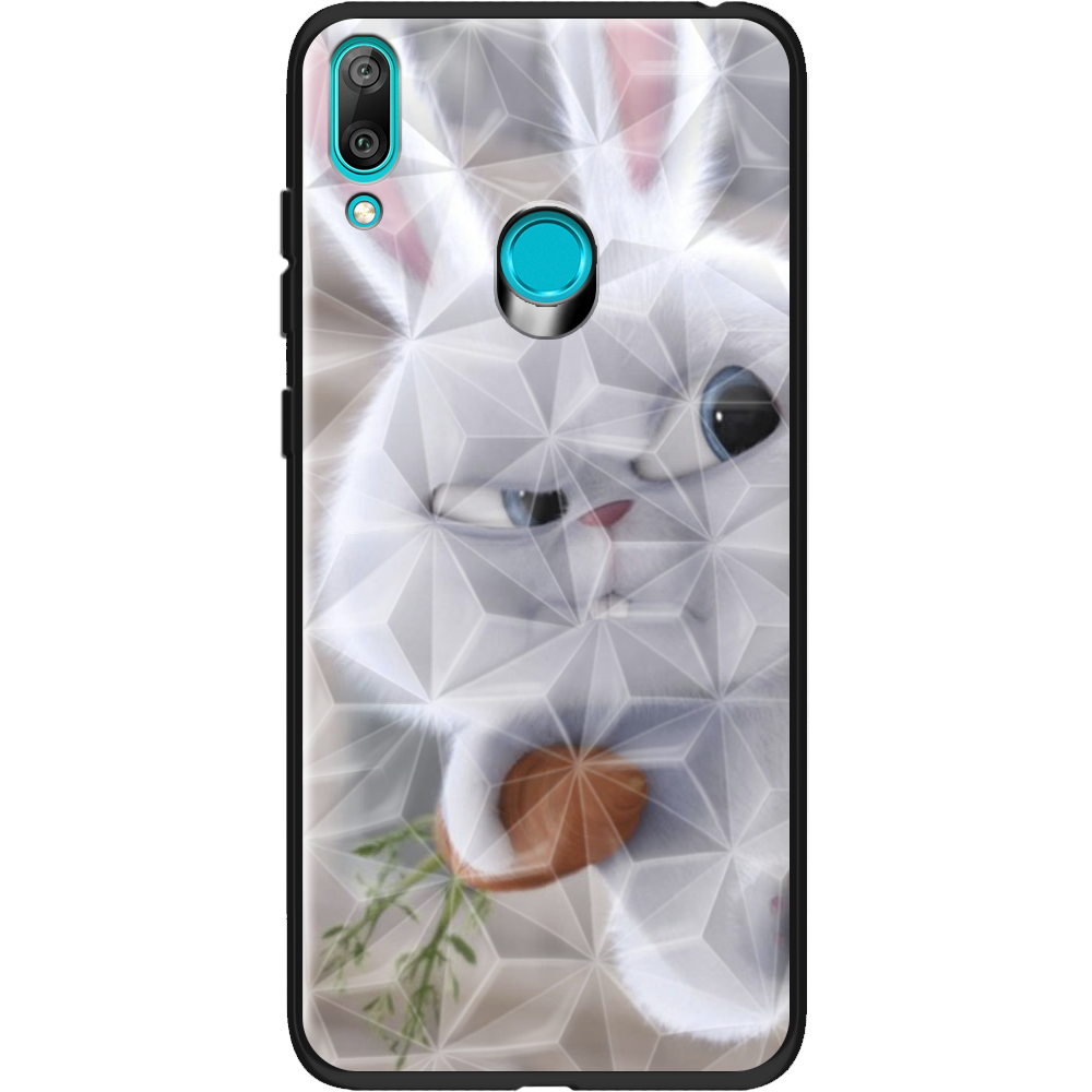 Чохол Boxface Huawei Y7 2019 Rabbit Snowball Чорний силікон із призмою (36044-up1116-37853)