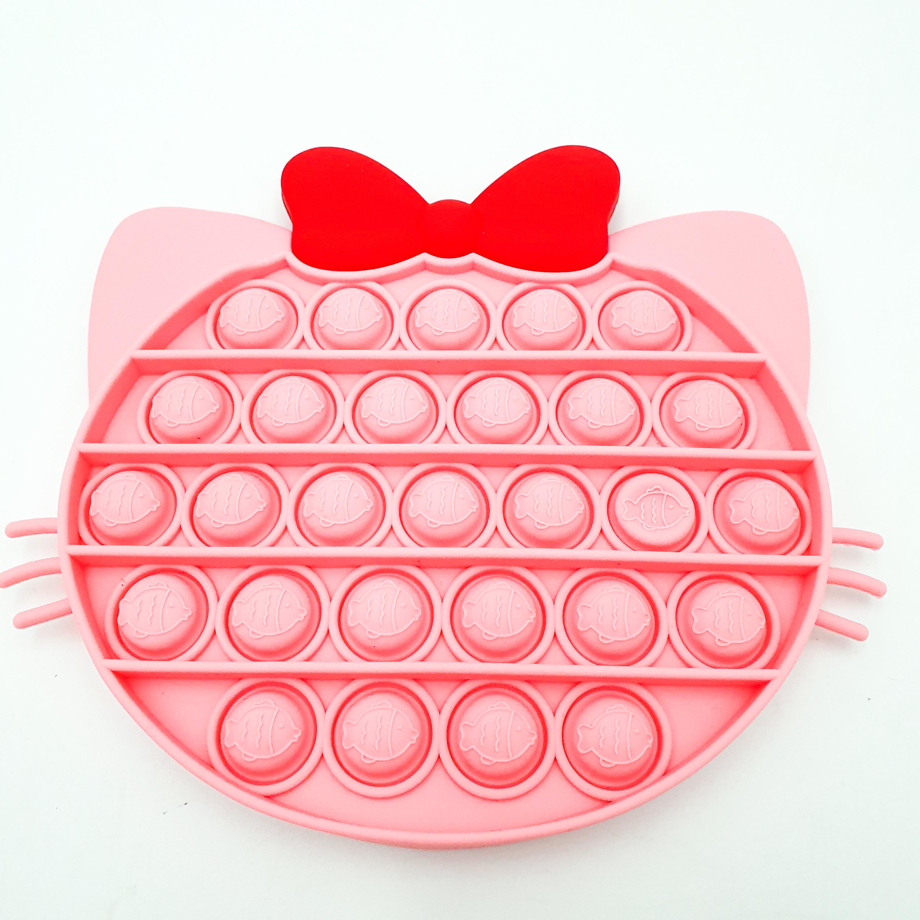 Сенсорная игрушка антистресс силиконовая бесконечная пупырка поп ит плотный UKC Pop It Fidget котик розовый