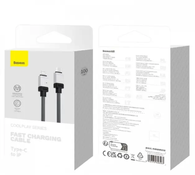 Кабель BASEUS CoolPlay Series Fast Charging Cable Type-C to Lightning CAKW000001 20W 1 м Black - фото 5