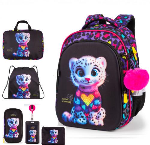 Школьный ортопедический рюкзак 6 в 1 для девочки School Standard 38х30х18 см с Тигром для младших классов (SET 150-29)