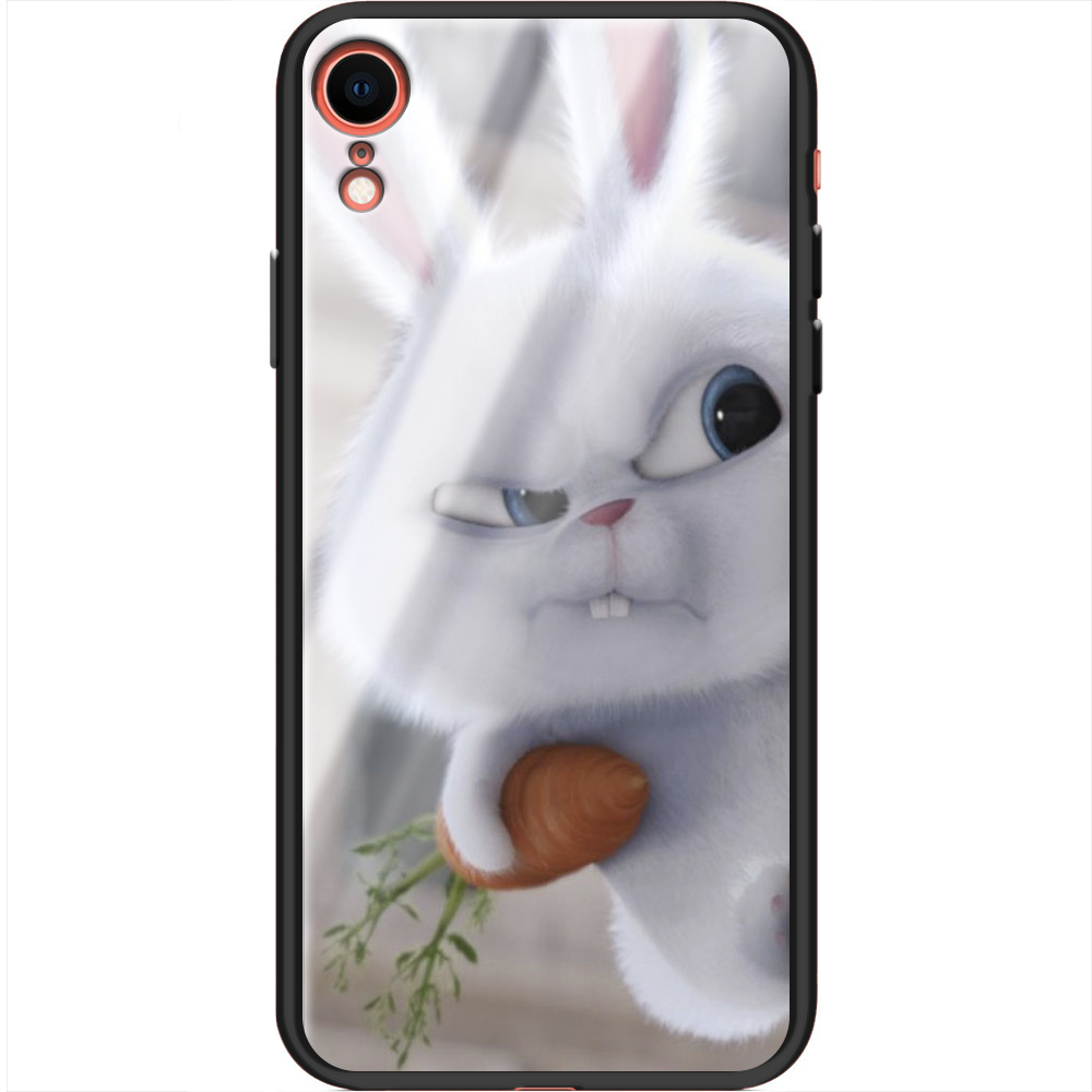 Чехол Boxface iPhone XR Rabbit Snowball Черный силикон со стеклом (35417-up1116-37736)