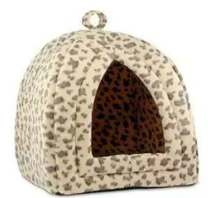 Дом мягкий Pet Hut леопард для собак и кошек Бежевый