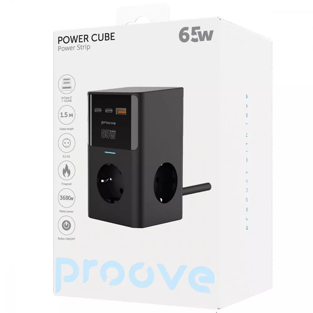Мережевий фільтр Proove Power Cube 65 Вт Чорний (27317012) - фото 6