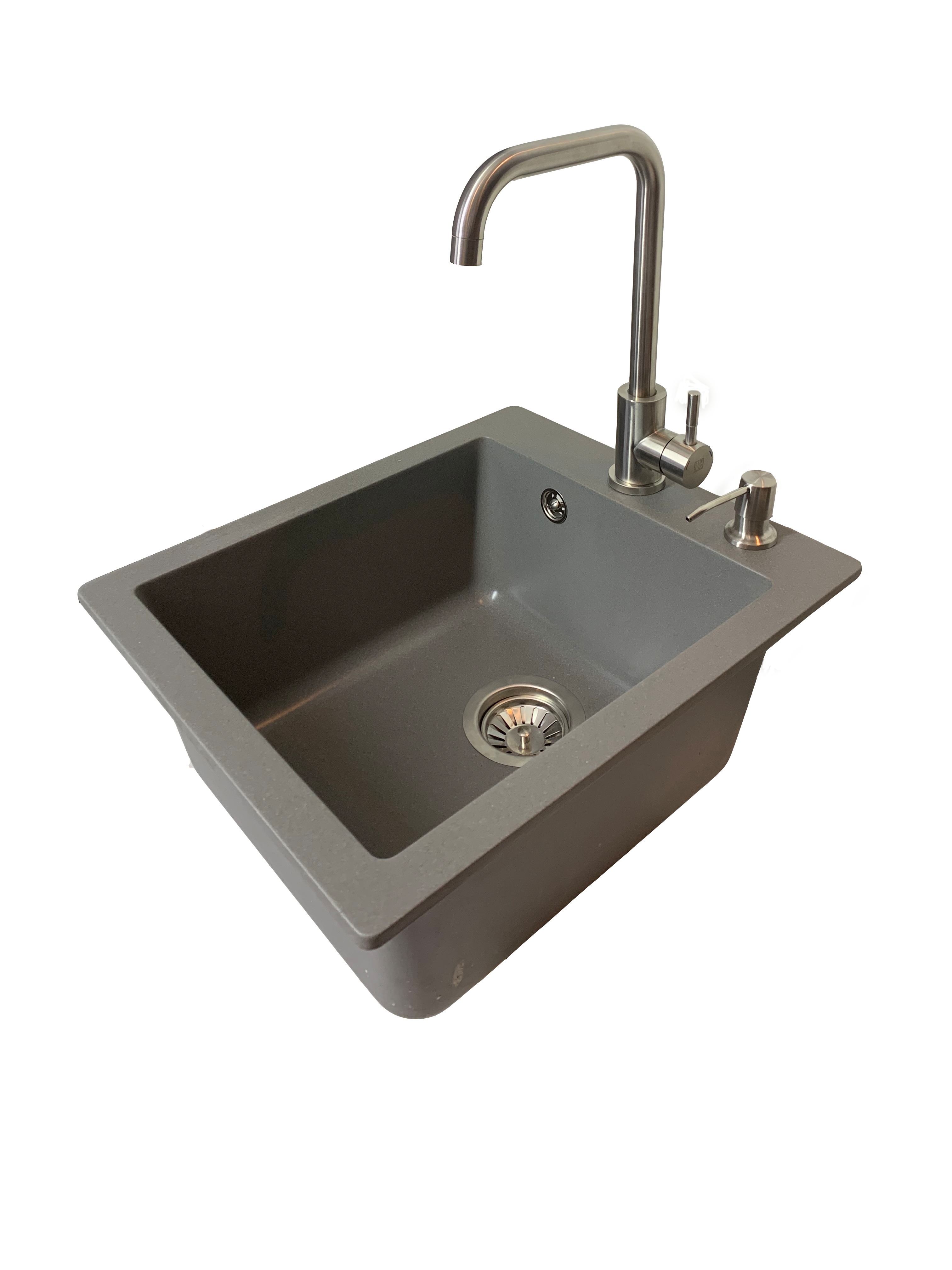 Мойка кухонная VECTOR Front 42x50 см сифон/смеситель Серый (2d0bcf29)
