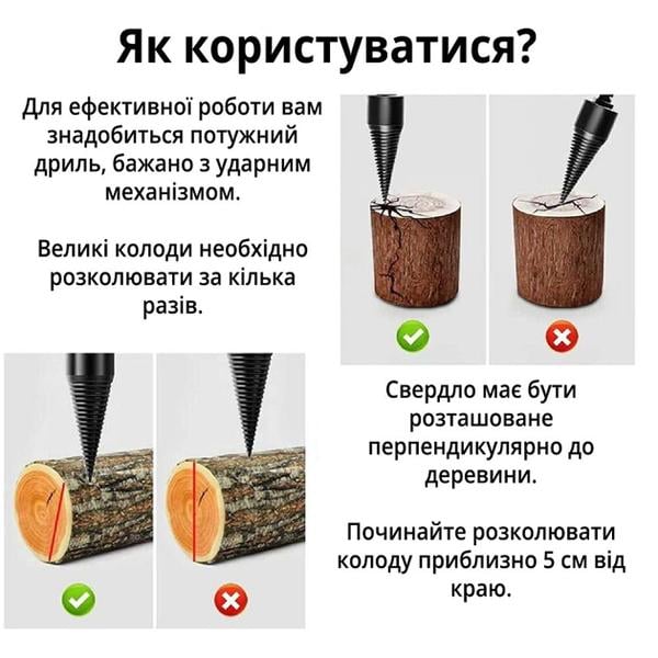 Сверло-дровокол конусный с хвостовиками мм 50 (30365127) - фото 4