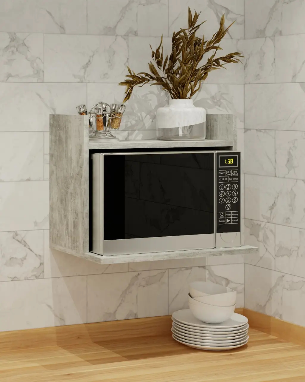 Полка для микроволновки Бетон (Мікро-1-3)