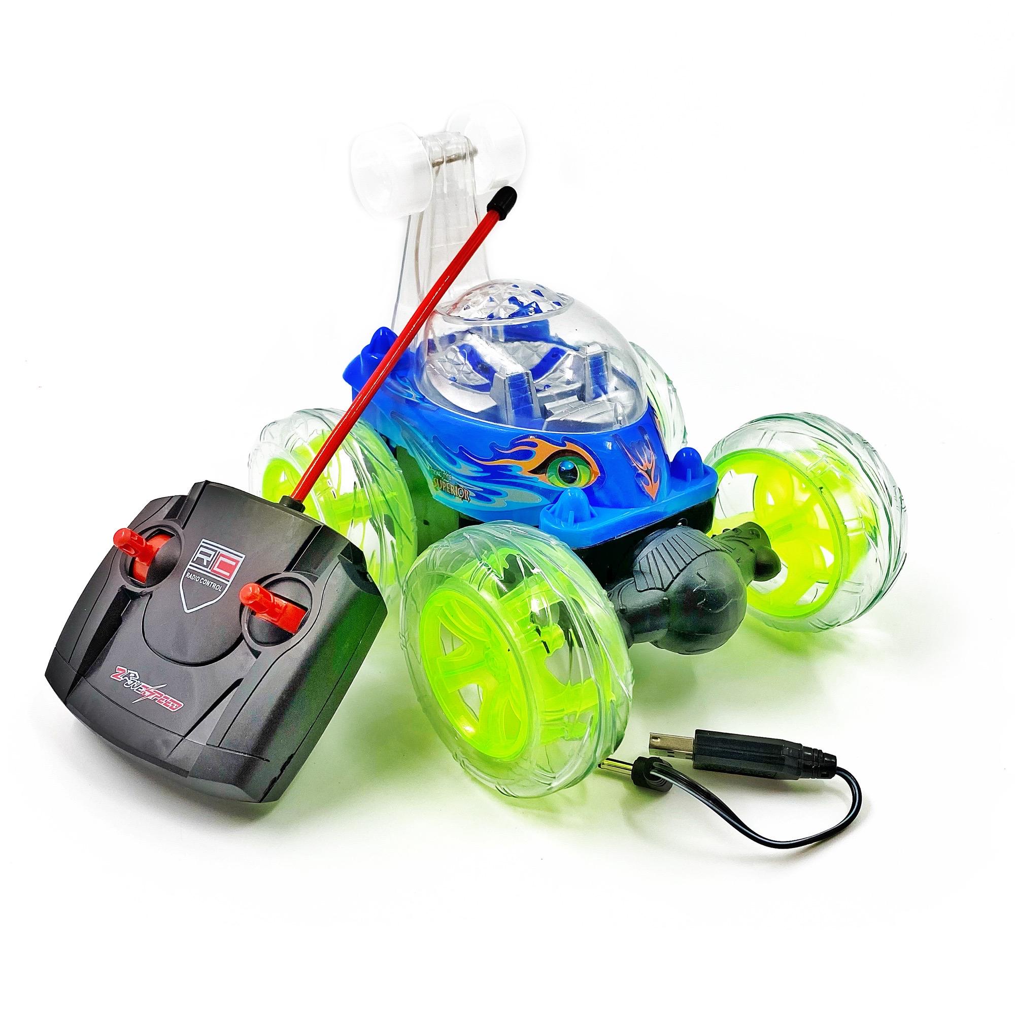 Машинка перевертыш Jia Yue Toys на радиоуправлении с подсветкой 4,8 В 16 см Синий (77463s)