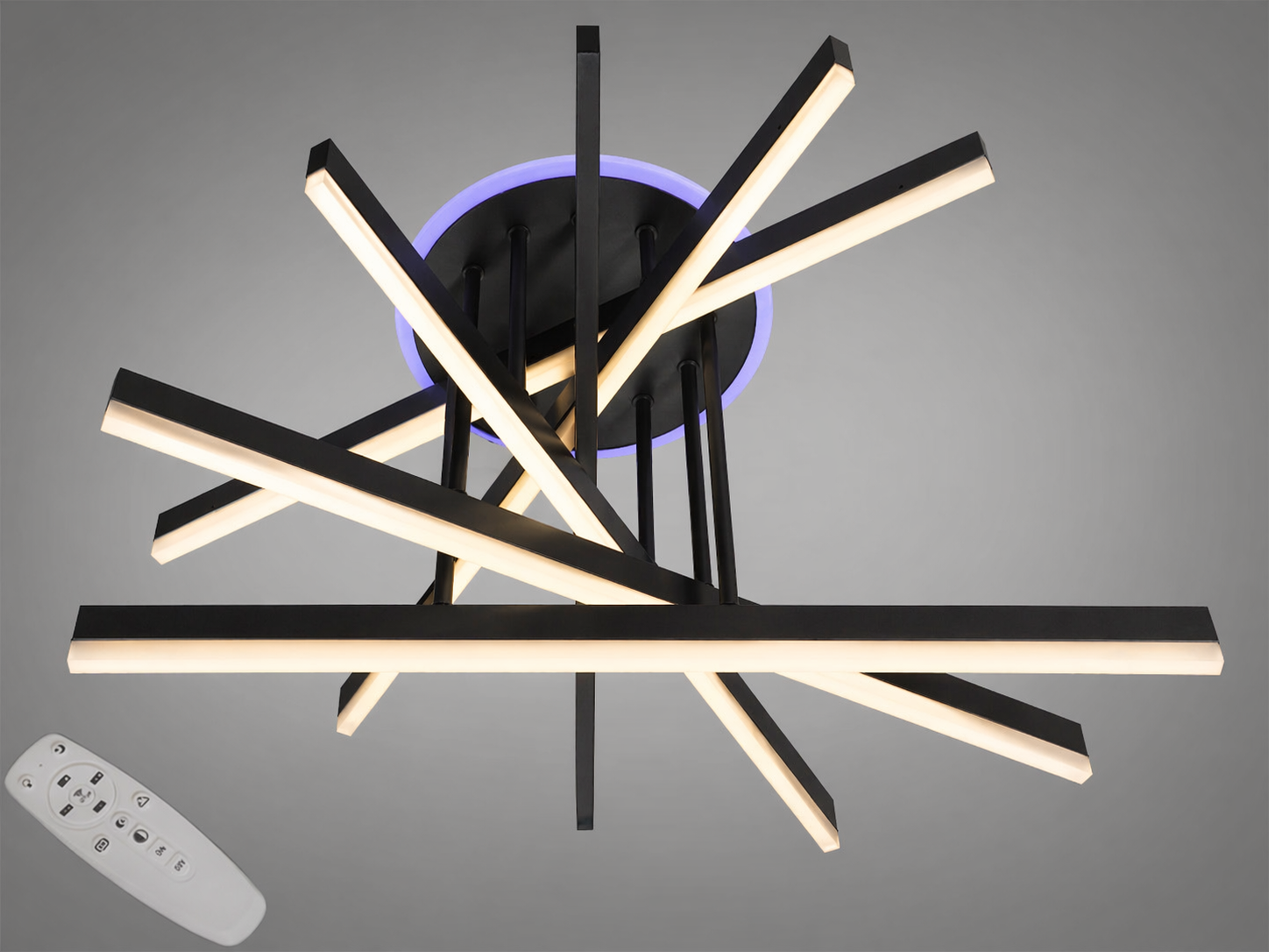 Люстра потолочная димер светодиодная подсветка пульт/102 Вт Черный (7010BK LED 3color dimmer)