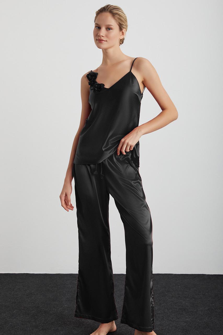Брюки атласные Kom Розе р. 40 Черный (8682919225464)