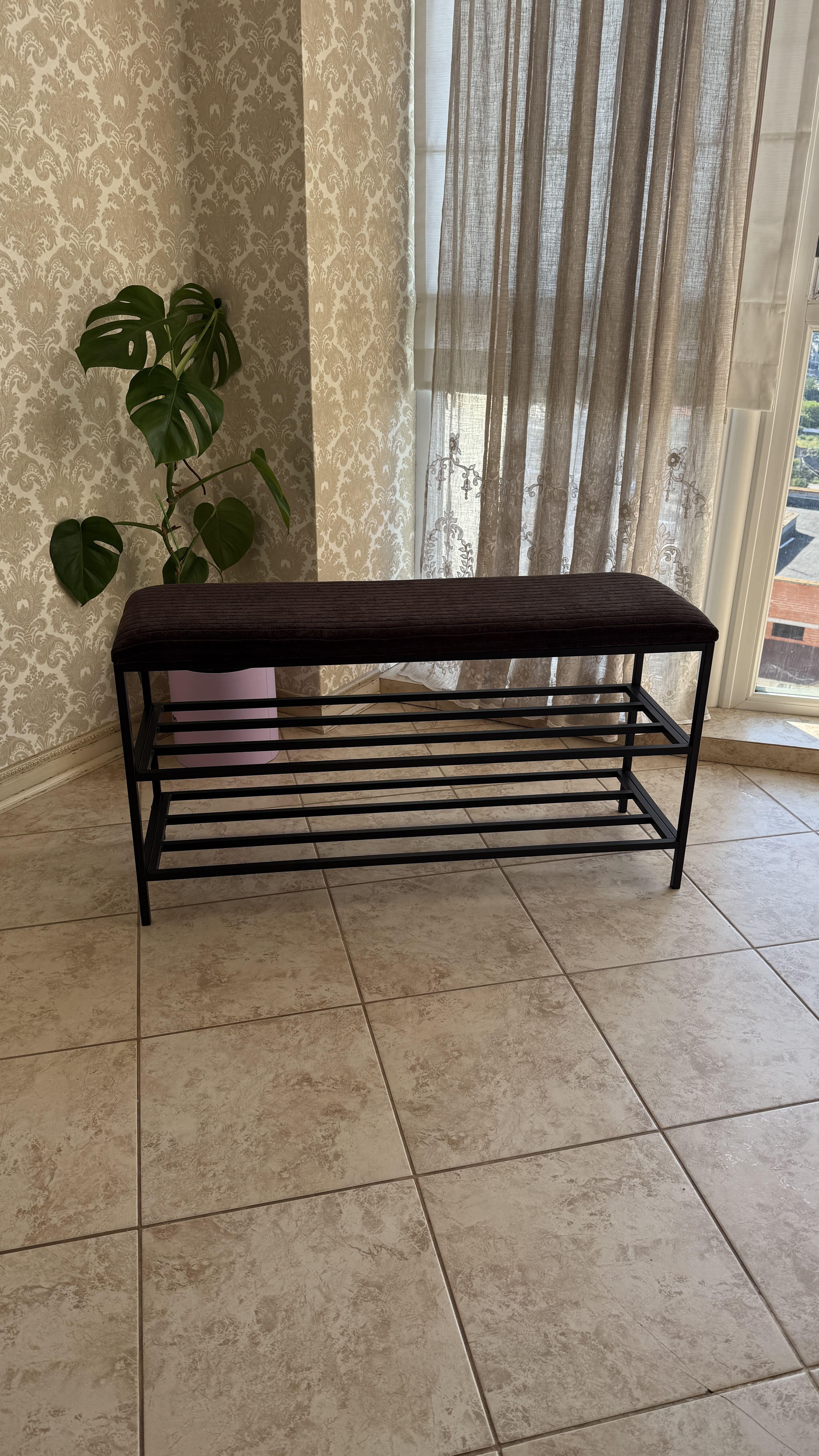 Банкетка вільветова антикіготь 100 см Коричневий (15656)