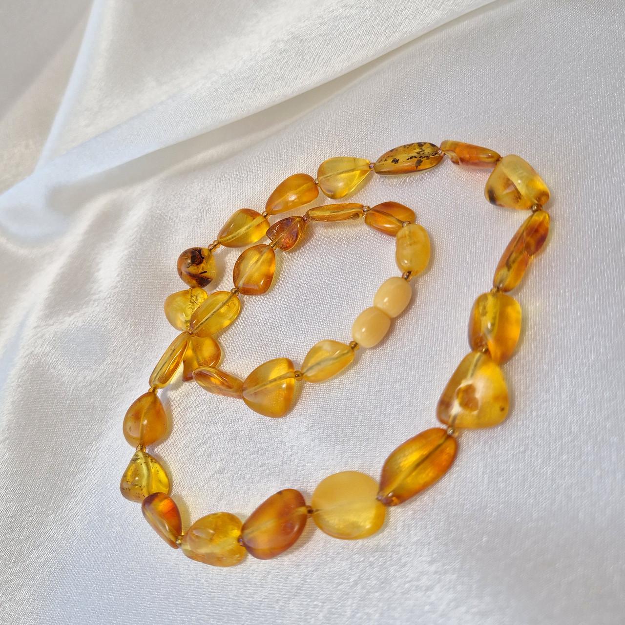 Бусы из натурального янтаря лечебный необработанный 50 см Коричневый с желтым (2964068898)