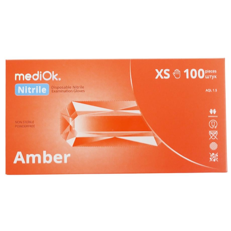 Перчатки нитриловые MediOk AMBER XS 100 шт. Оранжевый (26862416)