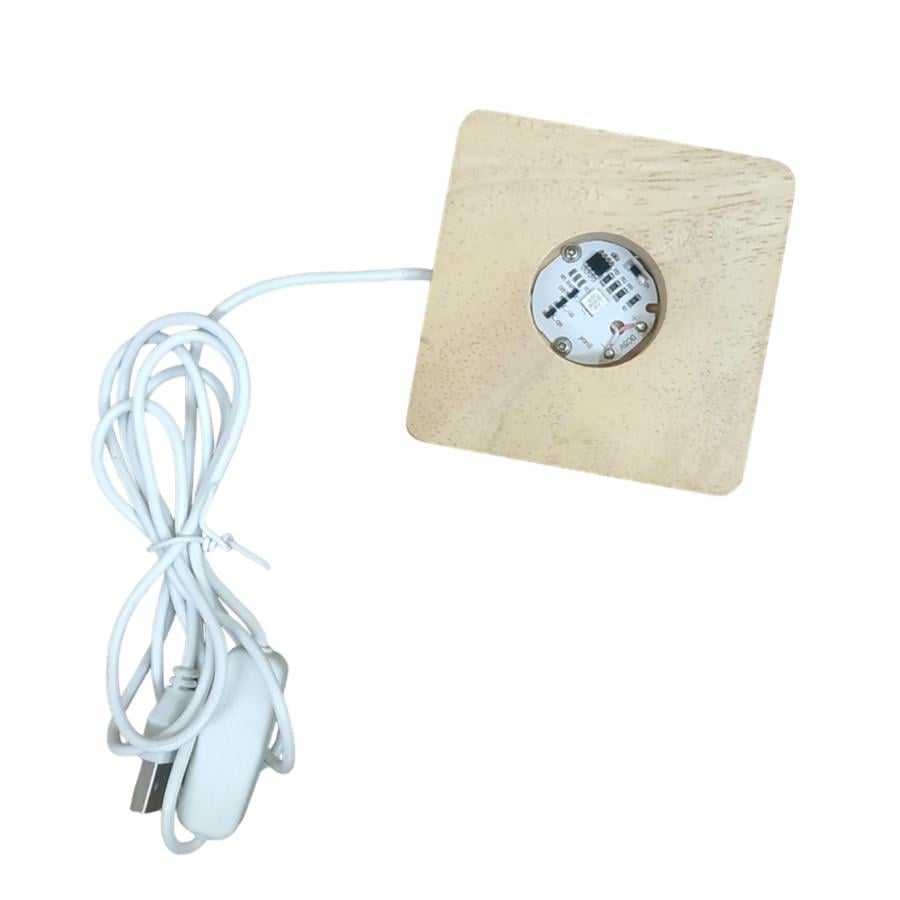 Подставка деревянная квадратная с подсветкой LED подсветка RGB USB 80 мм (5718)