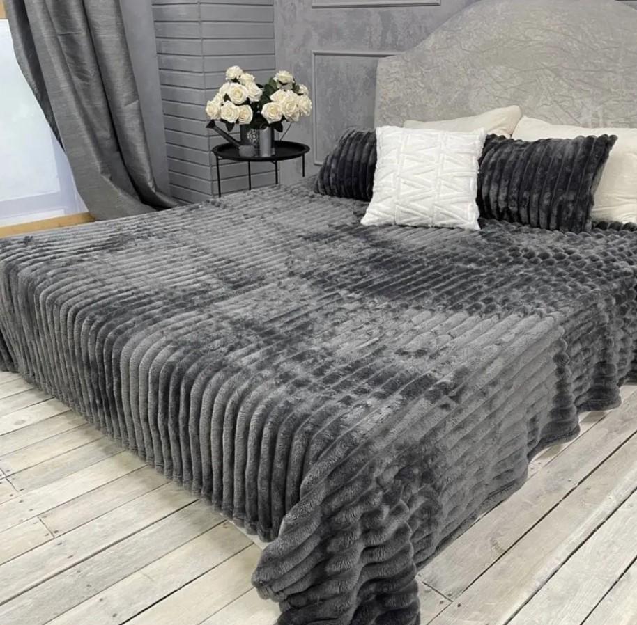 Плєд - покривало велюрове Шарпей широка полоска розмір 200x220 см. - фото 1 Плєд - покривало велюрове Шарпей широка полоска розмір 200x220 см. - фото 1