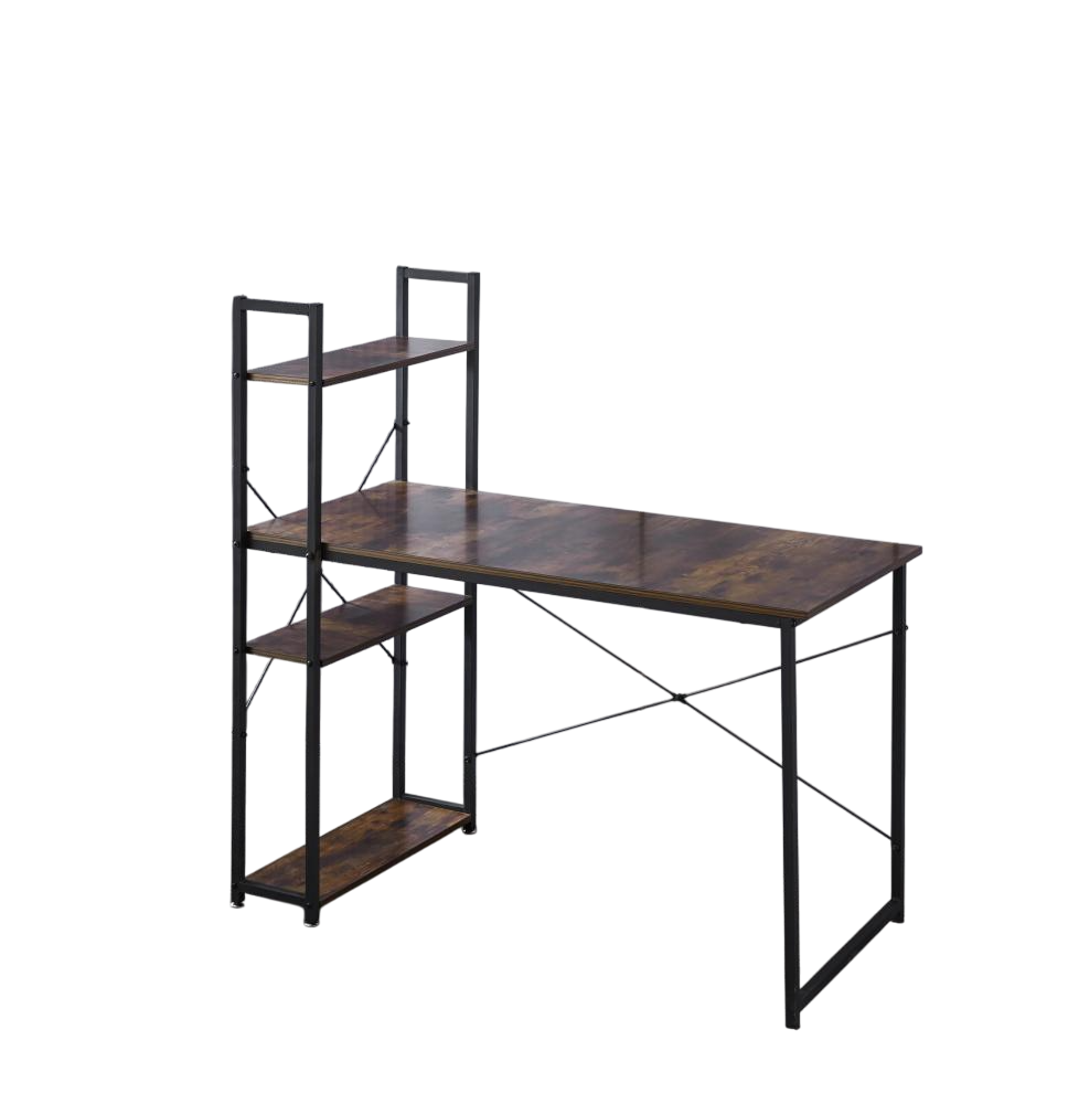Письменный стол Bonro B-003 прямоугольный металлический лофт с полкой Темно-коричневый (132-76-42400172)