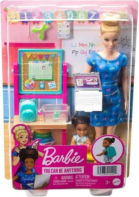Лялька Барбі Вчителька блондинка з лялькою-малюком Barbie Teacher Blonde Toddler (HCN19)