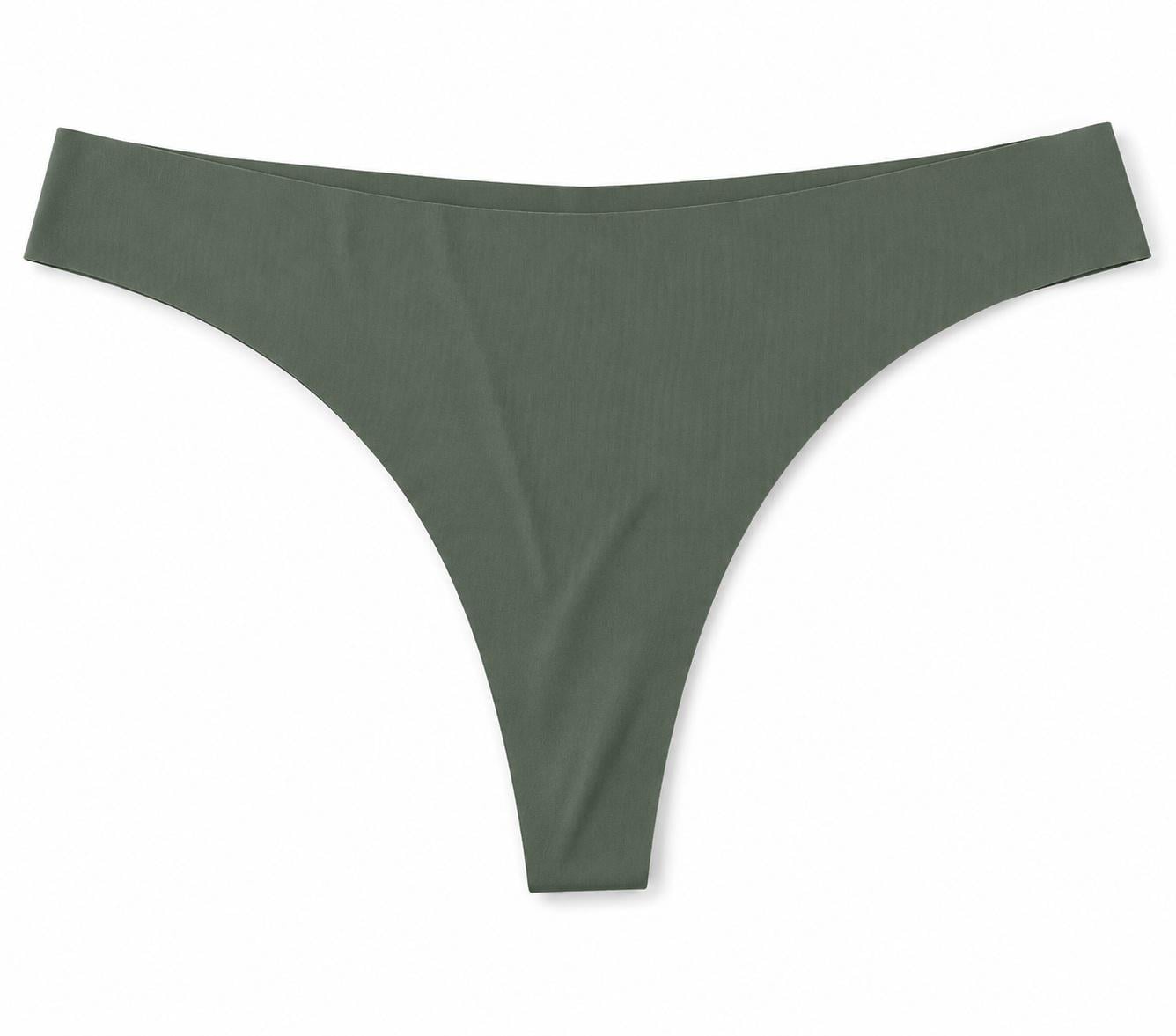 Стринги женские бесшовные гладкие ультратонкие S Хаки (190250/16)