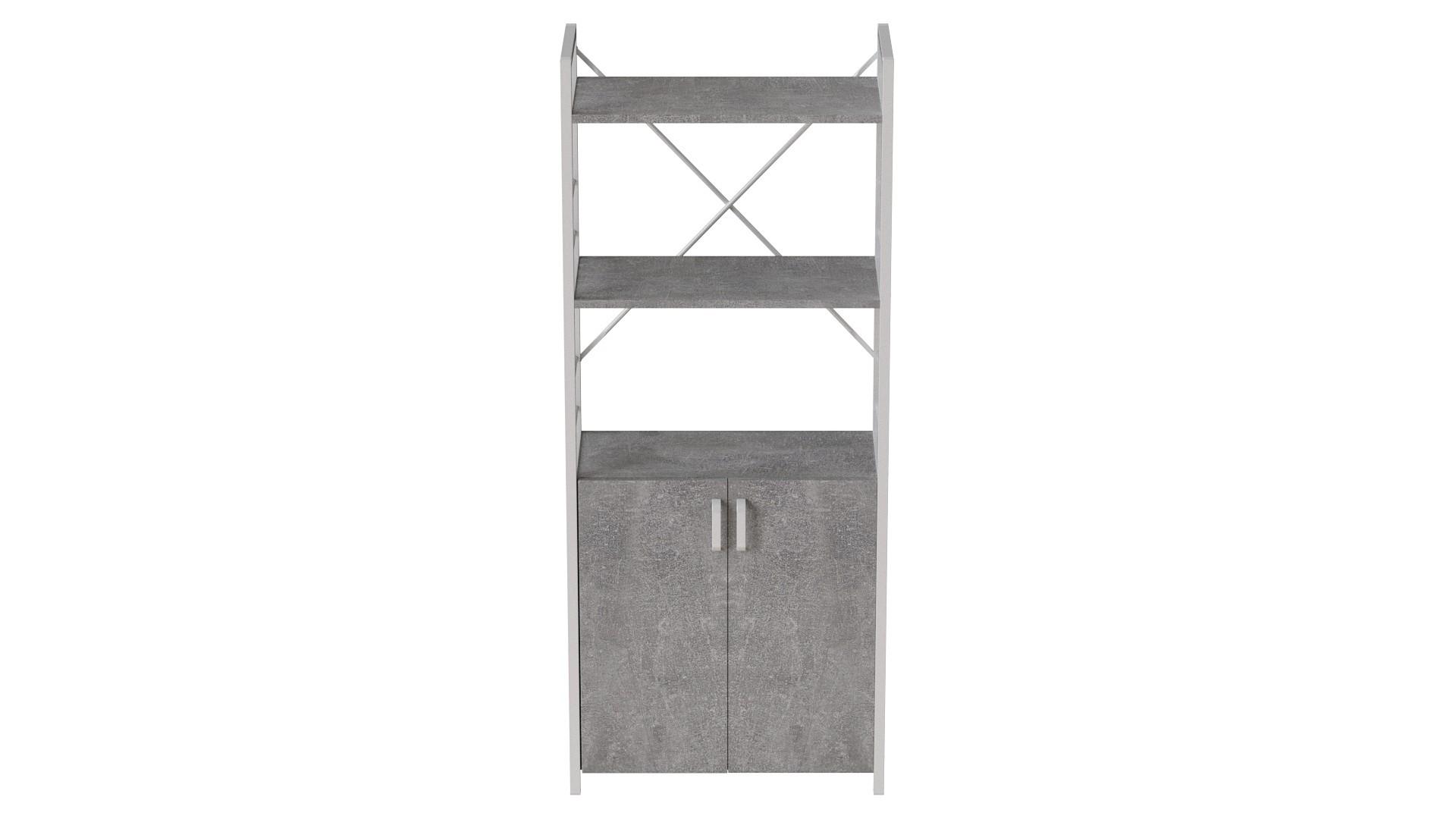 Этажерка Ferrum-decor Коннект 3/60 с тумбой ДСП 144x60x28 см Белый/Бетон (FRD-104455)