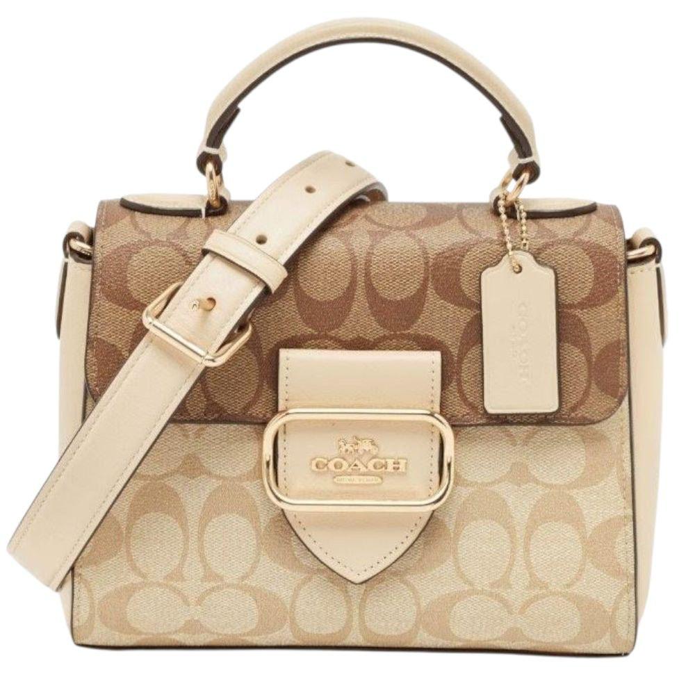 Женская сумка кожаная Coach Morgan 21 Top Handle Satchel Gold/Light Khaki Chalk Женская сумка кожаная Coach Morgan 21 Top Handle Satchel Gold/Light Khaki Chalk