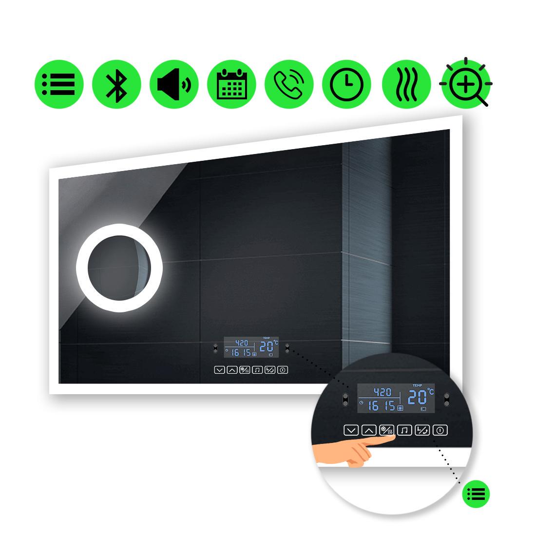 Зеркало с LED подсветкой Simphony с Smart-блоком и линзой с подсветкой 100x80 см (Simphonyg172)