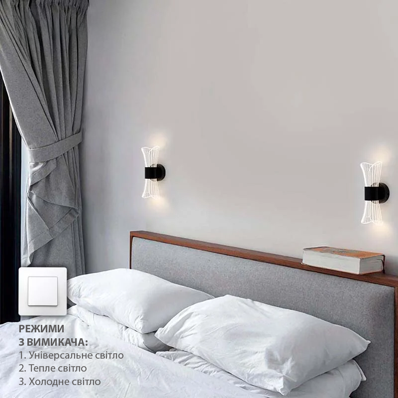 Бра светодиодное ESLLSE DIO 12 Вт 230х80х95 мм Черный (10131) - фото 3