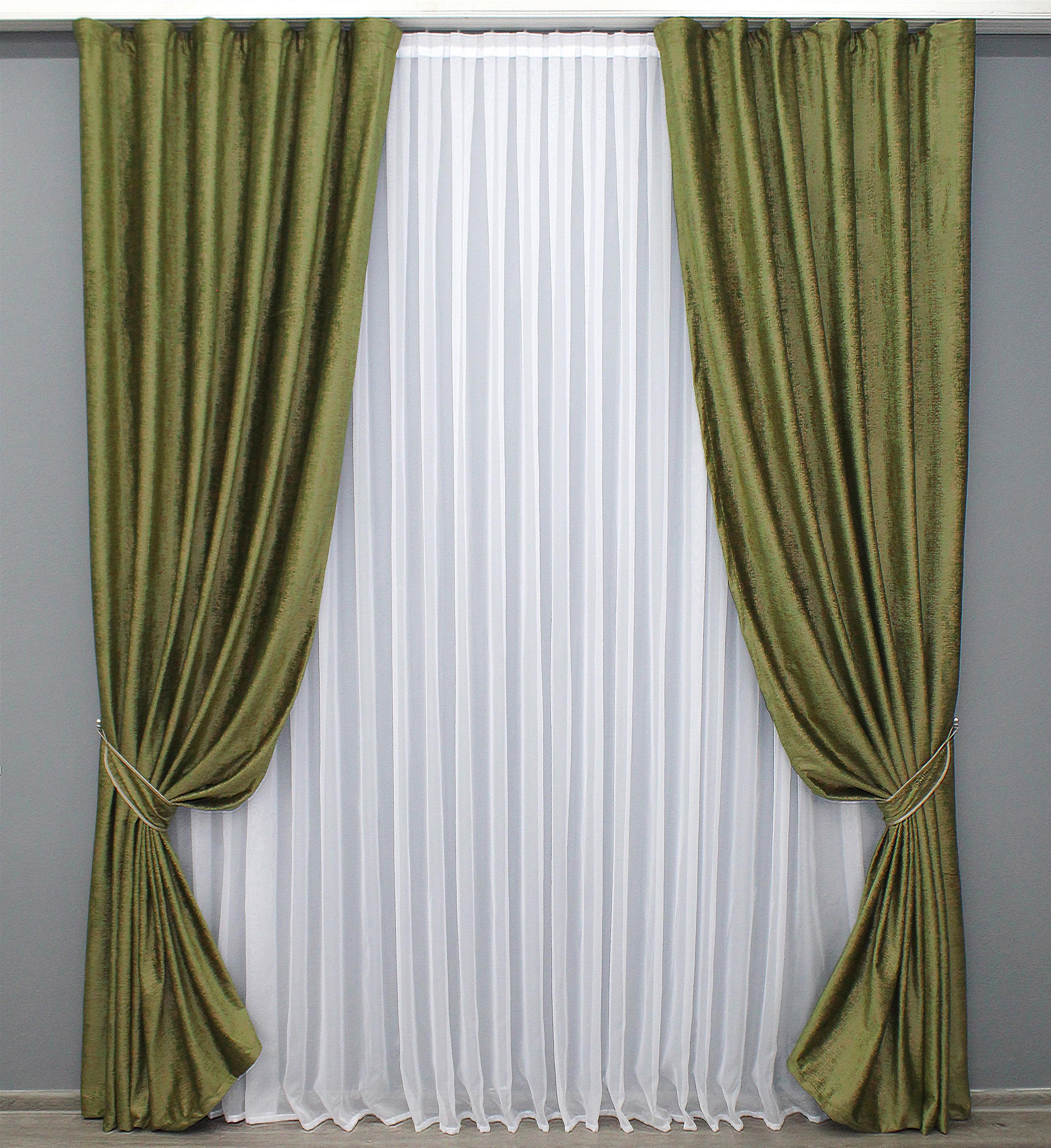Комплект штор VR-Textil №1341ш 150х275 см 2 шт. Оливковый (33-0186)