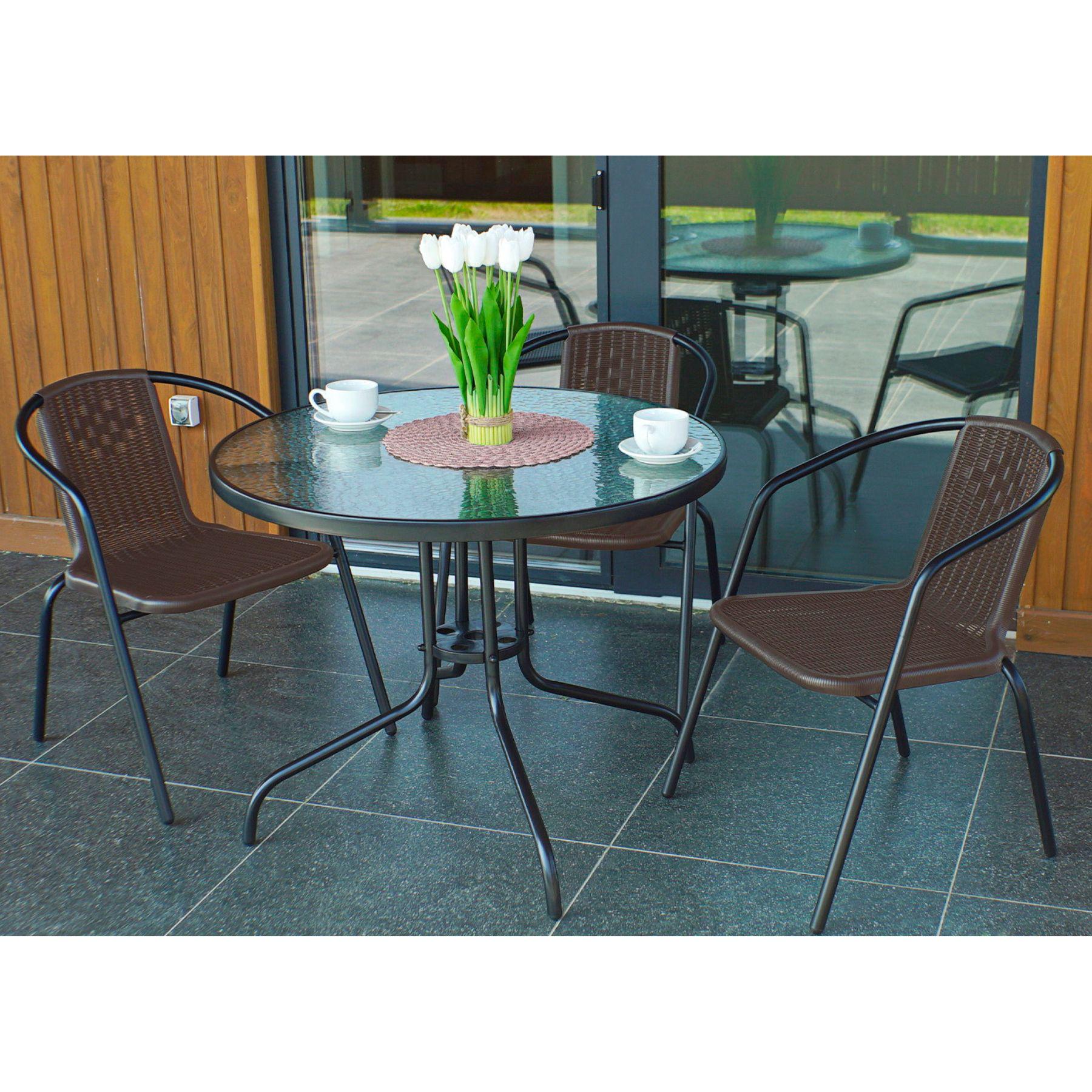 Комплект мебели 4Points PRATO-3 с круглым столом и тремя стульями d 80 см Коричневый Комплект мебели 4Points PRATO-3 с круглым столом и тремя стульями d 80 см Коричневый