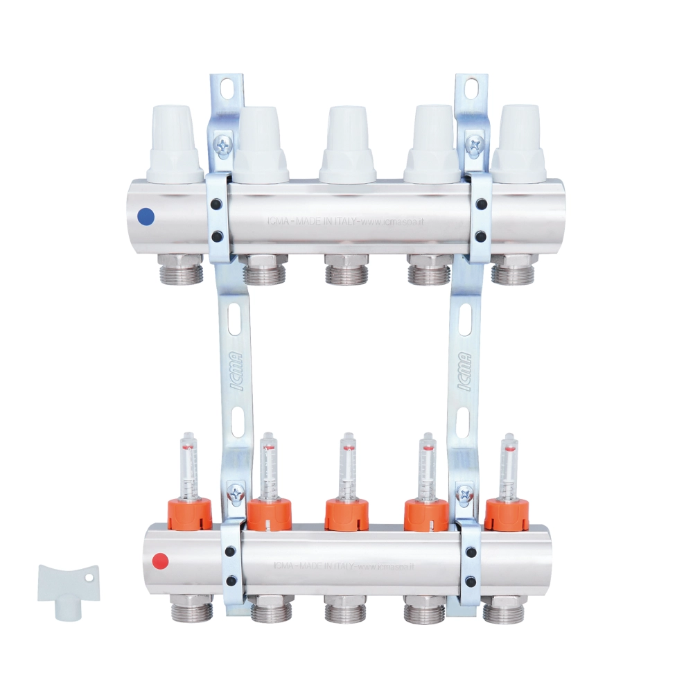 Коллектор Icma К013 с расходомерами 5 контуров 1" (S11493_00005236) - фото 2