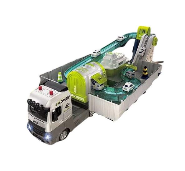 Трек JD 605 D звуки/підсвічування/інерційний механізм/гумові шини/6 машинок/в коробці Трек JD 605 D звуки/підсвічування/інерційний механізм/гумові шини/6 машинок/в коробці