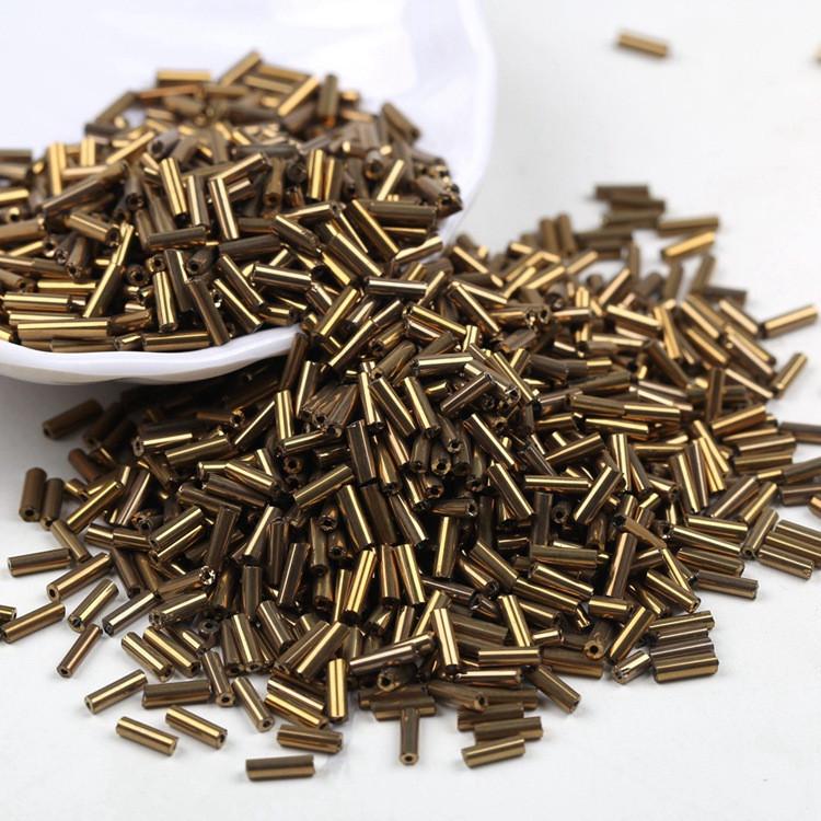 Бисер стеклярус блестящий 2х6 мм 50 г Золотистый (БР0206с49)