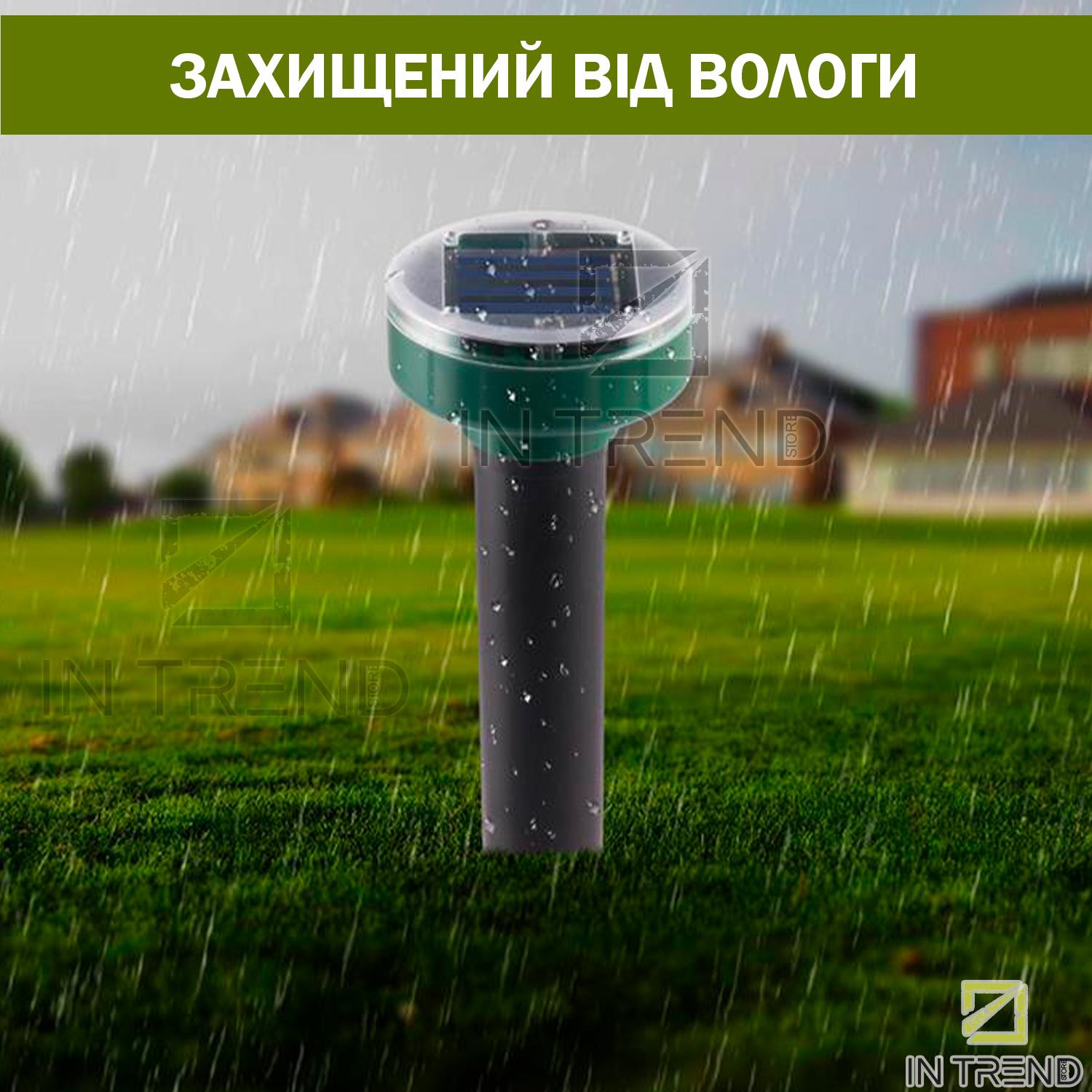 Отпугиватель грызунов/кротов/змей ультразвуковой Solar Rodent Repeller аккумуляторный на солнечных батареях 2 шт. Темно-зеленый (6044) - фото 5