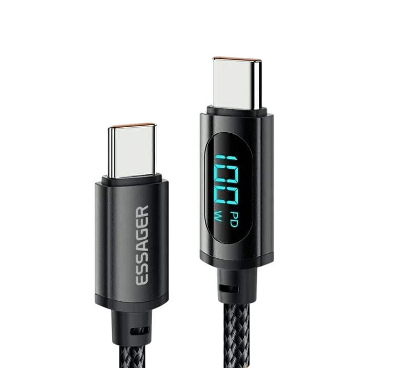 Кабель Essager Type-C PD 100W Fast Charge с дисплеем 2 м Black (25397384)