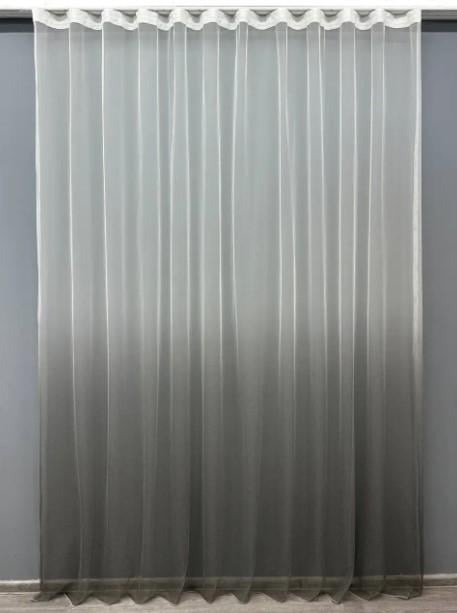 Тюль в гостиную/спальню грек сетка омбре Белый/Серый (1648т)