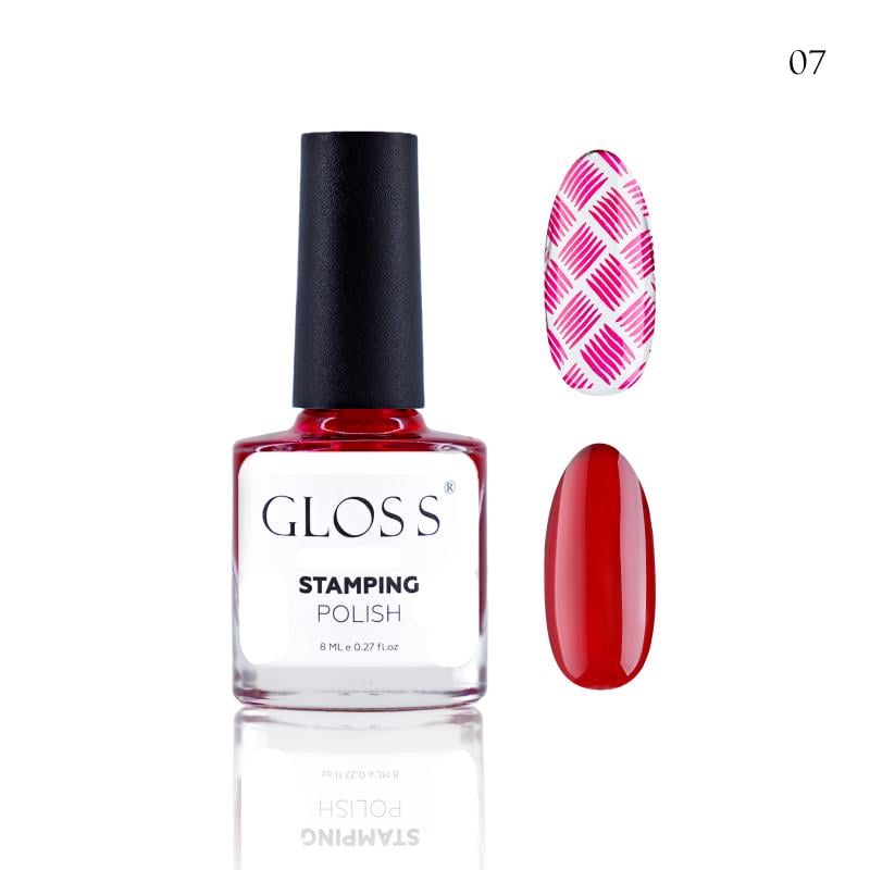 Лак для стемпинга GLOSS Stamping polish 8 мл Насыщенный вишневый 07 (078312)