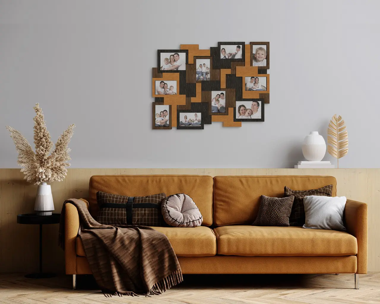 Колаж із фоторамок абстрактних на 10 фотографій Світло-коричневий (abstract_collage-2) - фото 2