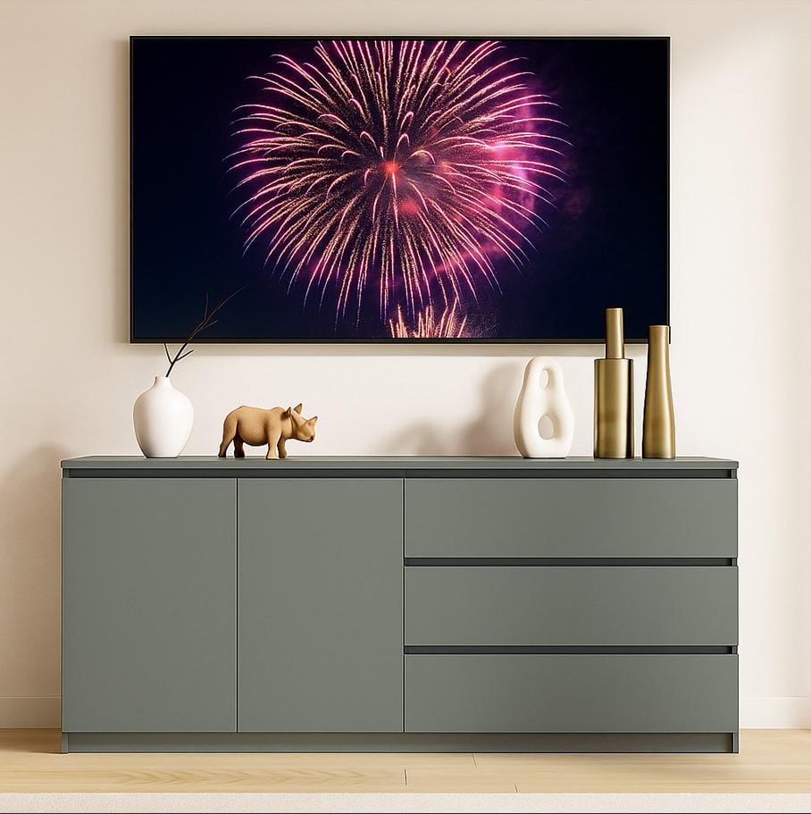 Комод современный Мастер Форм Брайт правосторонний 1580х376х730 мм Антрацит (20205)