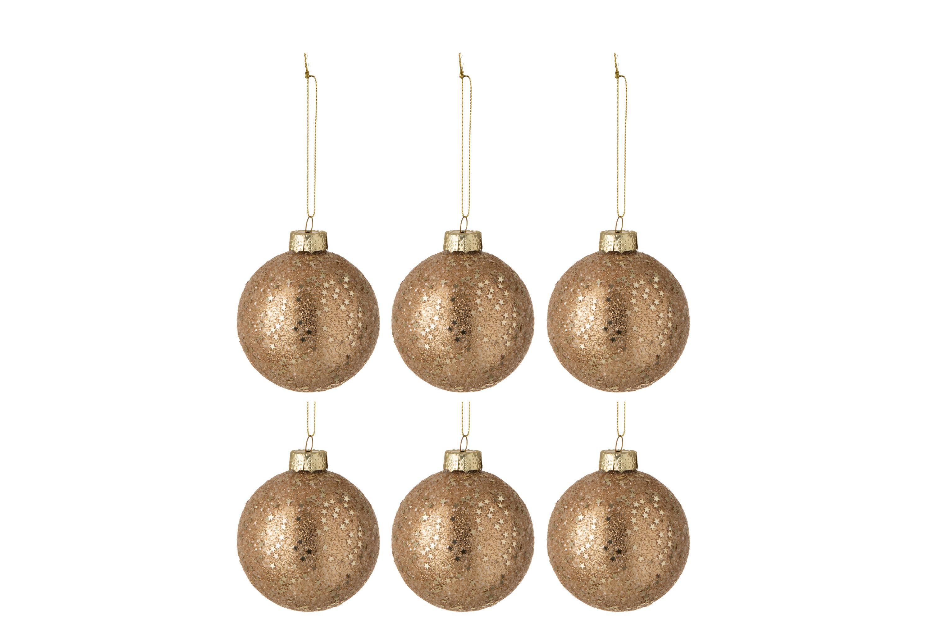 Шары елочные J-LINE стеклянные 6 шт. 8 см Золотой (708)