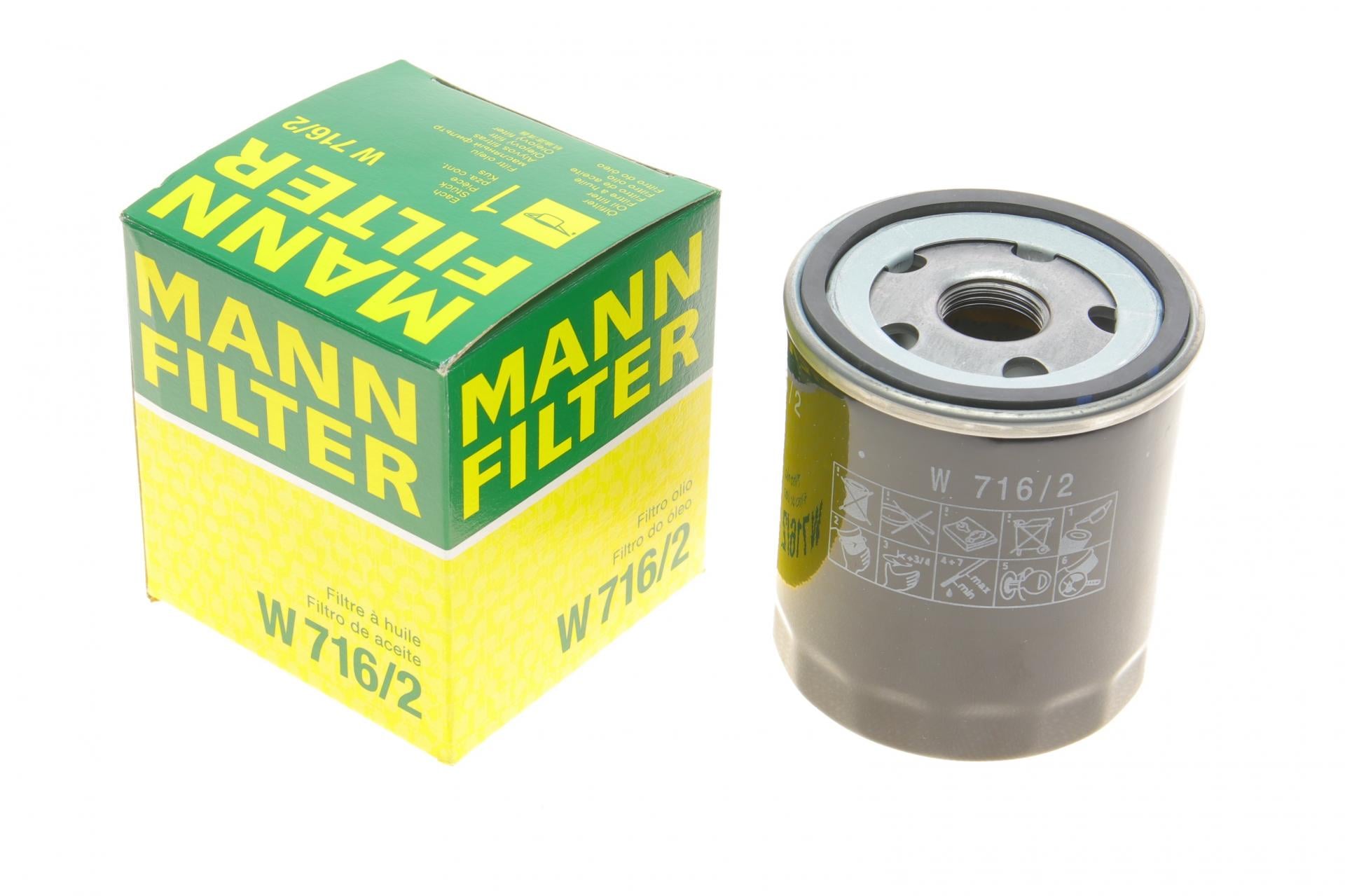 Фильтр масляный Mann-Filter для Fiat 500X/500L/Jeep Renegade 1,4 14-/Peugeot Expert 2,0BlueHDi 16- (W 716/2)