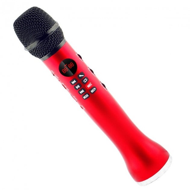 Микрофон беспроводной MicMagic L598 для караоке с колонкой и функцией записи песен Красный (00028)