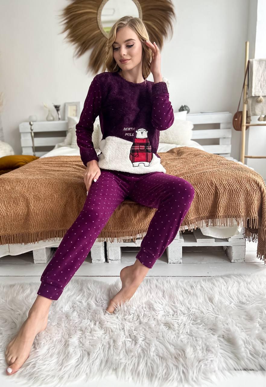 Пижама женская DO2190 на флисе с принтом S Фиолетовый Пижама женская DO2190 на флисе с принтом S Фиолетовый