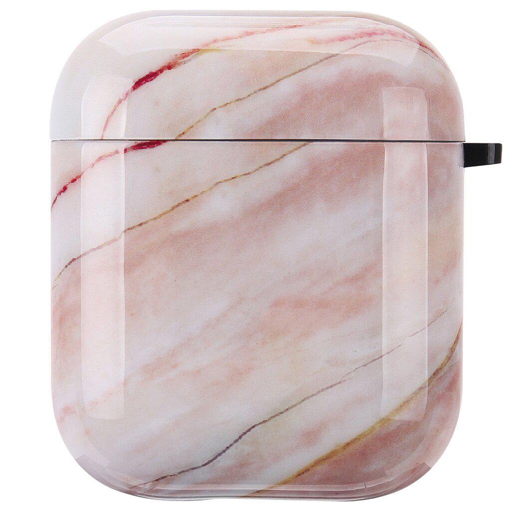 Чехол для Apple AirPods 1/2 с мраморным рисунком Розовый/Серый