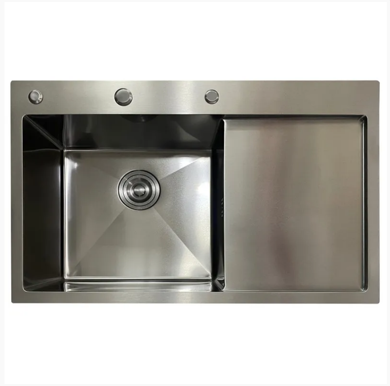 Мийка кухонна MIXXUS MH7849L 3,0/0,8 мм з нержавіючої сталі інтегрована праве крило NANO-BLACK (MI7049)