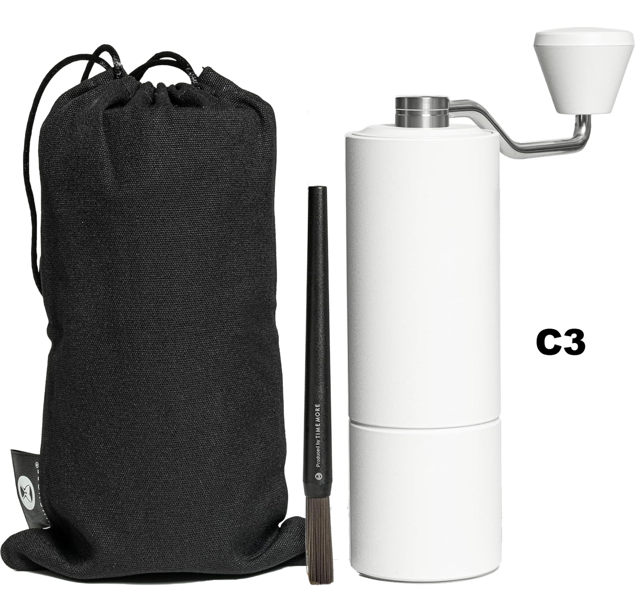 Кофемолка ручная Timemore Chestnut C3 с регулировкой помола со стальными жерновами Matte White (S2C660) - фото 2
