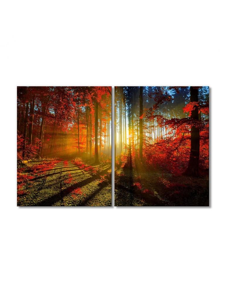 Картина модульная Солнечные лучи сквозь лес 2 модуля 70x105 см