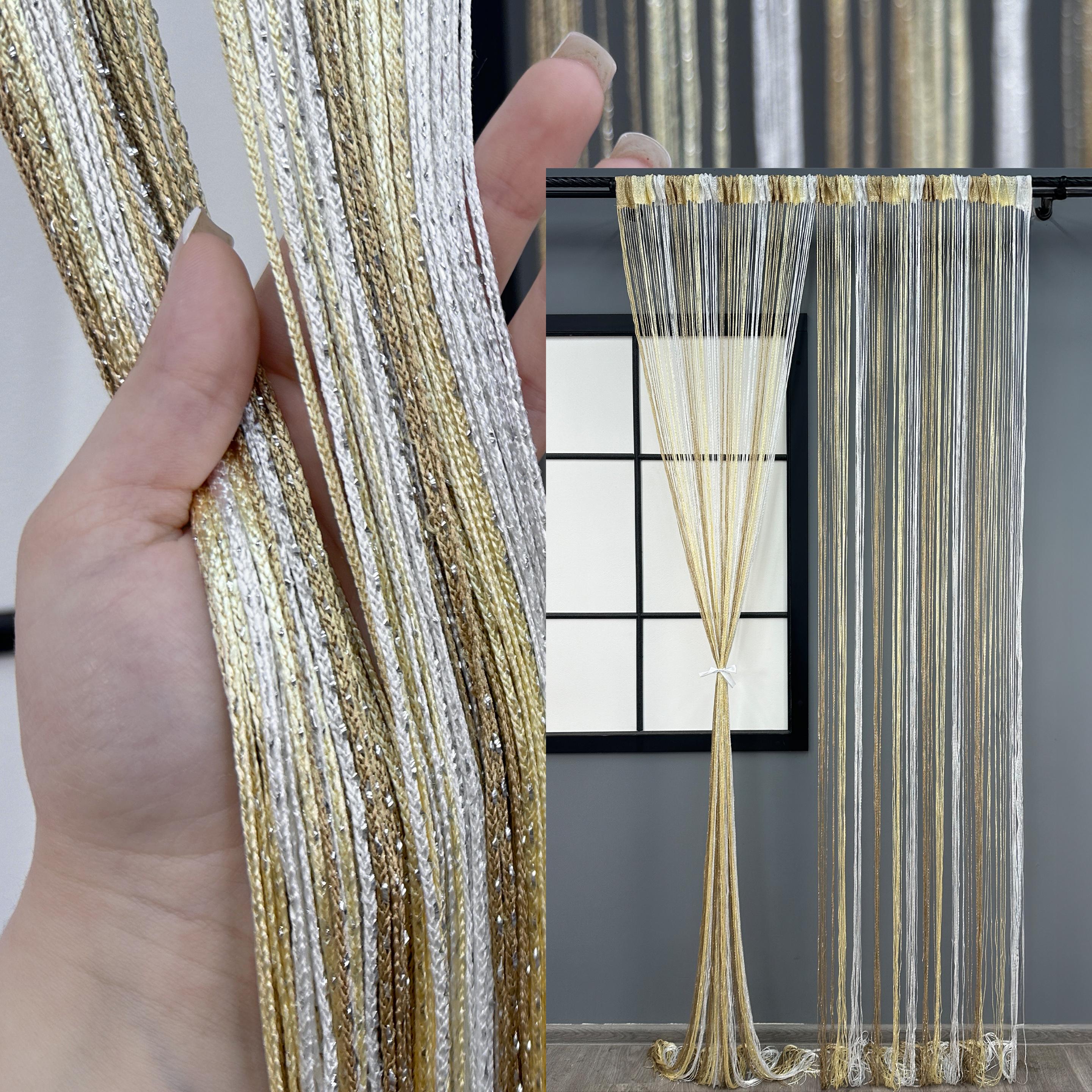Шторы-нити с люрексом 300х300 см Бежевый/Молочный/Белый (61-100) - фото 4