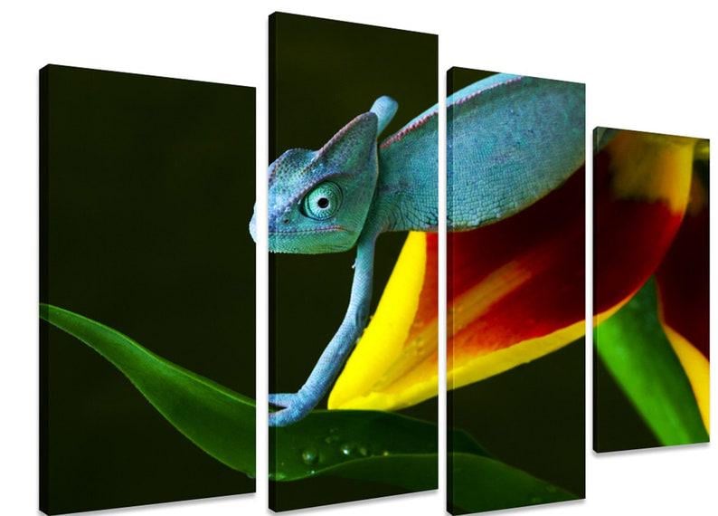 Модульная картина KIL Art Животные Хамелеон на холсте из четырех частей 89x56 см (M4_M_401)