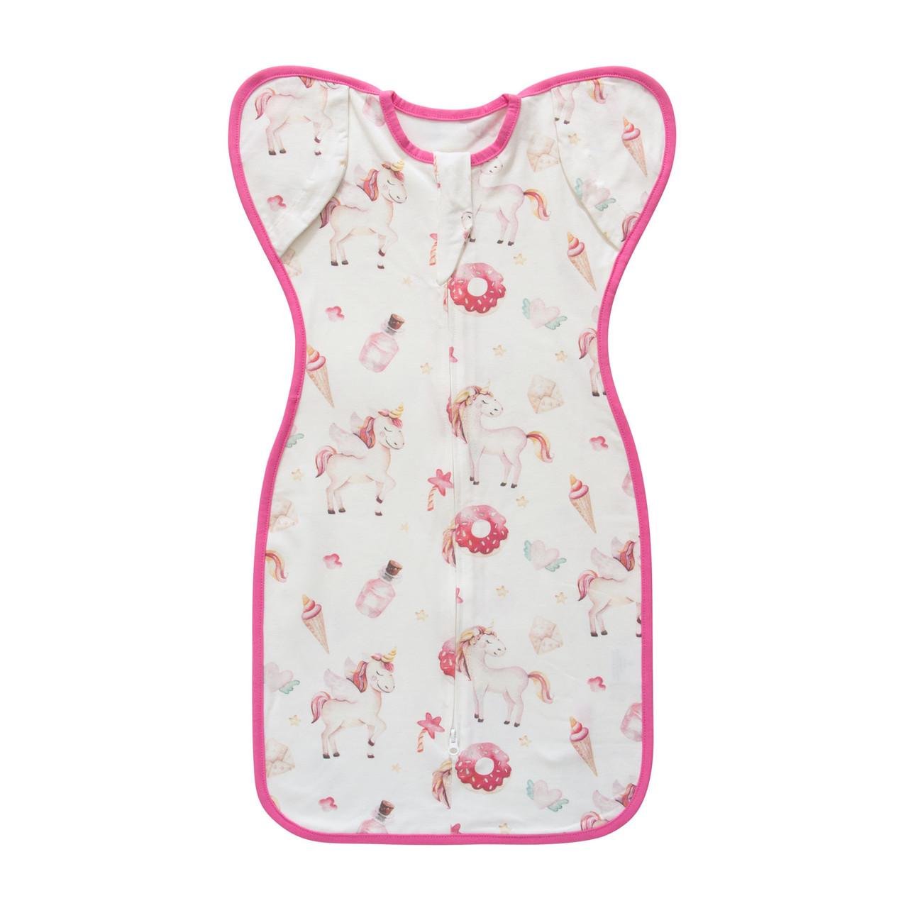 Пеленка кокон для младенцев Сказочные единороги на молнии интерлок 68x35 см (2871528761)