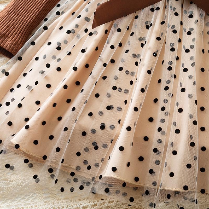 Сукня святкова дитяча KatyKids Емілія з довгим рукавом та пишною спідницею в горох 110 см Мокко з бежевим (11055460600) - фото 4 Сукня святкова дитяча KatyKids Емілія з довгим рукавом та пишною спідницею в горох 110 см Мокко з бежевим (11055460600) - фото 4